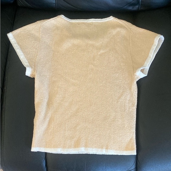 J crew  Cream Ribbed Knit Top Size M - Picture 3 of 8